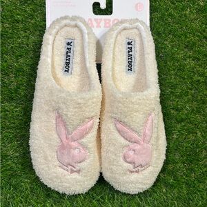 Playboy Cream and Pink Bunny Slippers